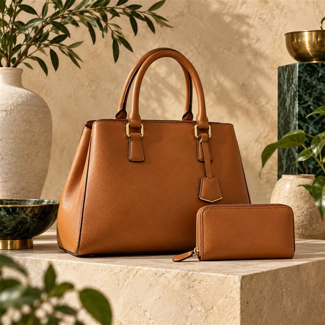 Bolso y cartera en tonos cálidos